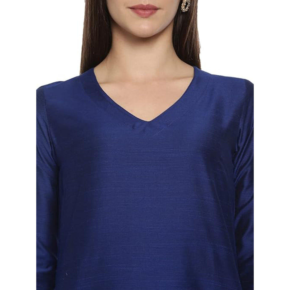 Blue Women Cotton Blend Regular Kurta Set