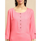 Classy Pink Women Rayon Straight Kurti