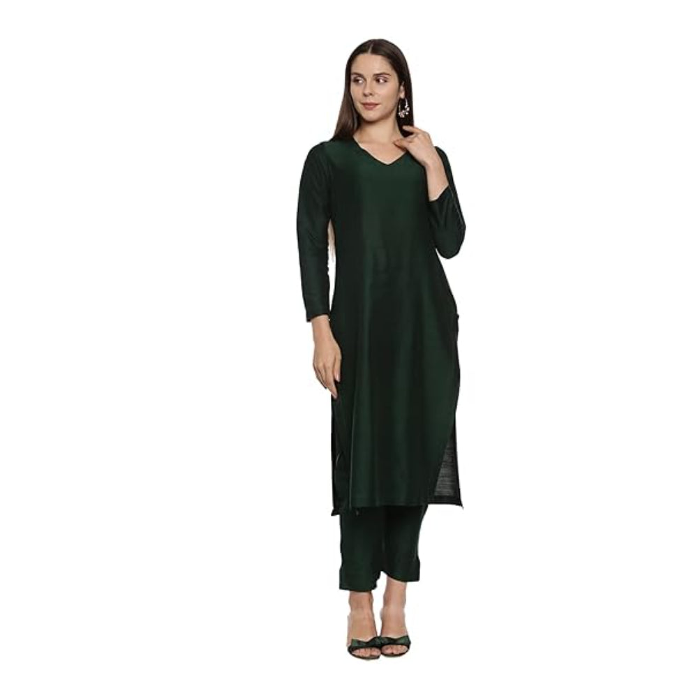 Black Women Cotton Blend Regular Kurta Set