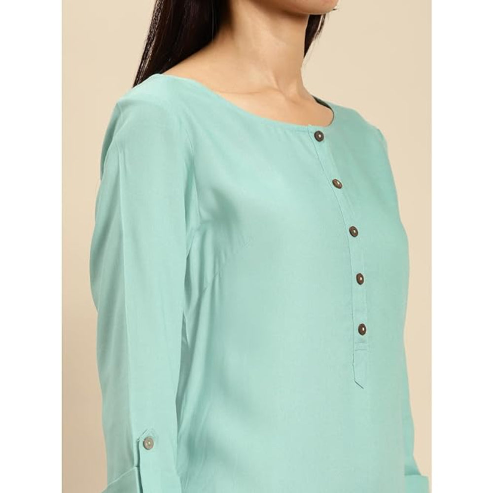 Best Blue Women Rayon Straight Kurti