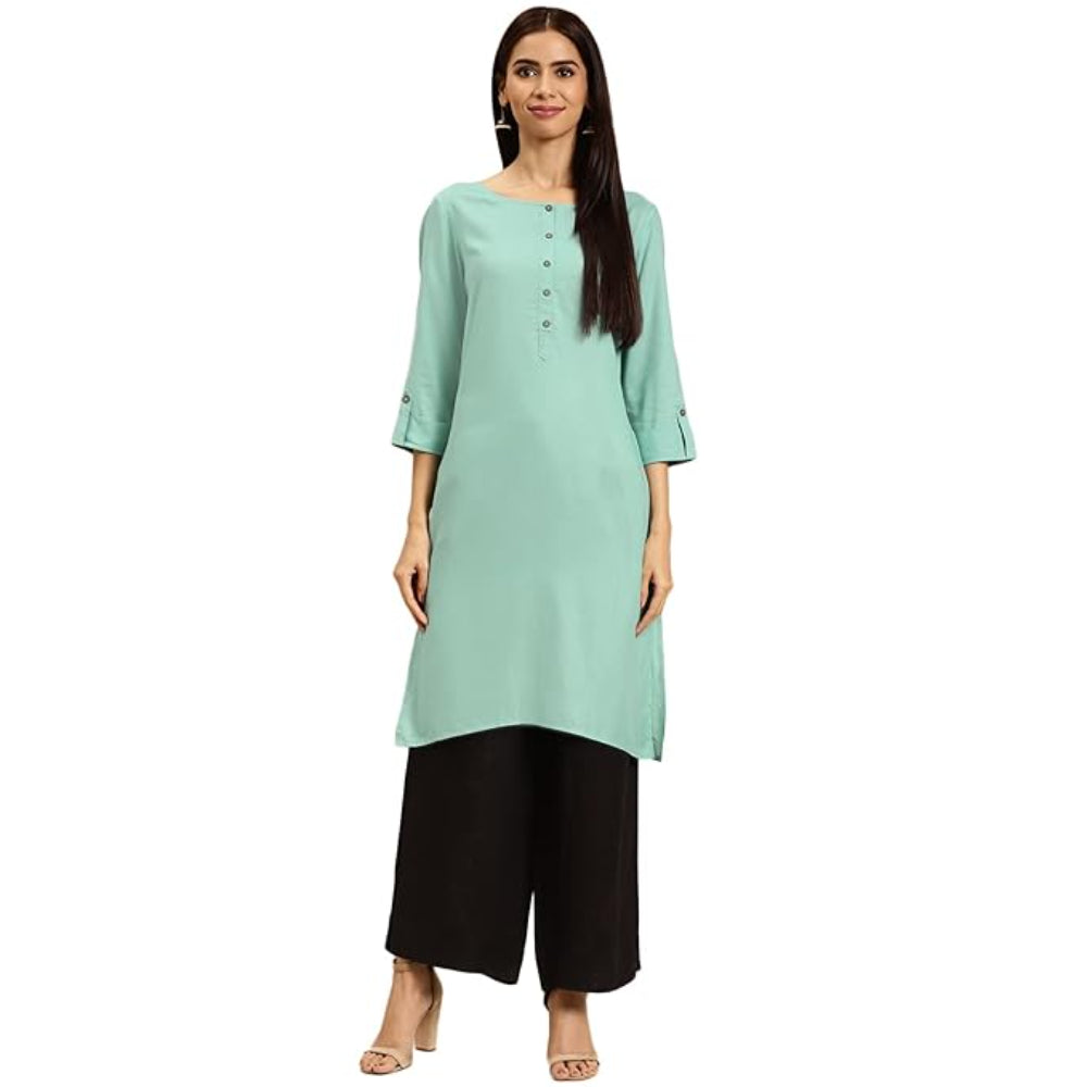 Best Blue Women Rayon Straight Kurti