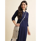 Stylish Navy Women Rayon Straight Kurti
