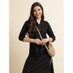 Classic Black Women Rayon Straight Kurti
