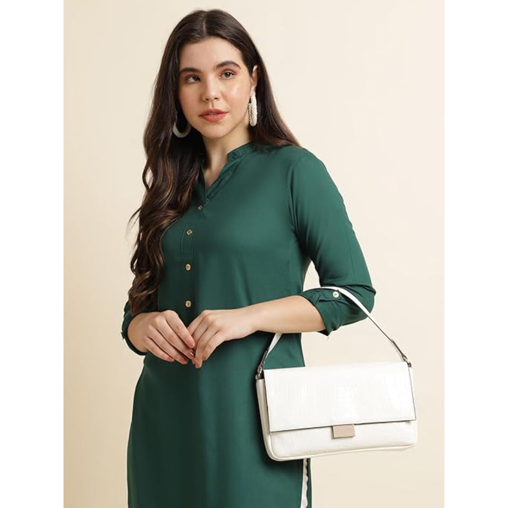 Classy Women Green Rayon Straight Kurti
