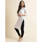 Elegant White Women Rayon Straight Kurti