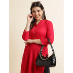 Classy Red Women Rayon Straight Kurti
