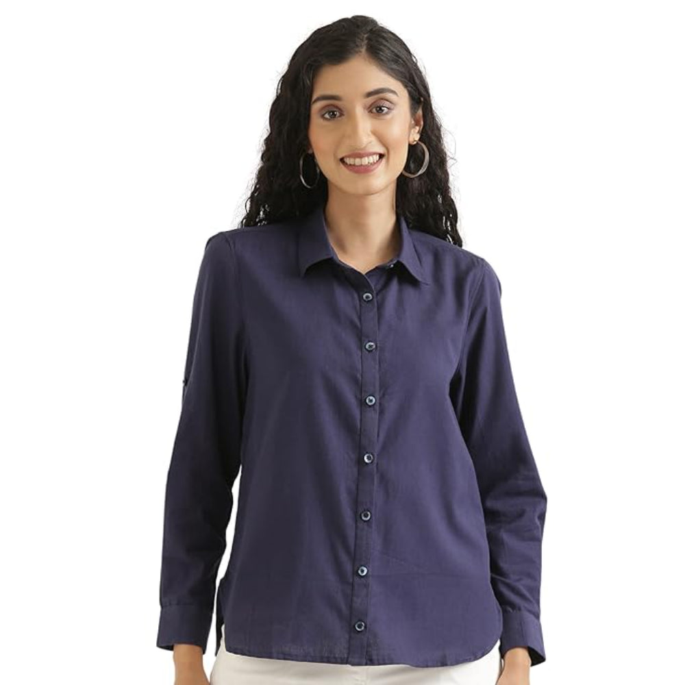 Women Stylish Casual Navy Blue Shirt