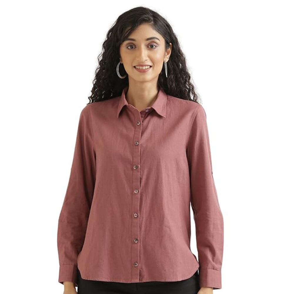 Women Stylish Casual Rose Taupe Shirt