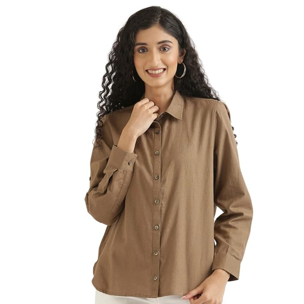Women Stylish Casual Coffee Brown Shirt