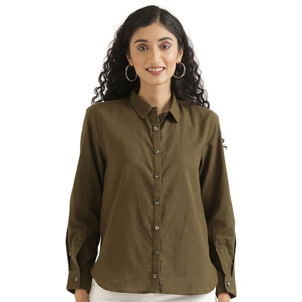 Women Stylish Casual Olive Green Shirt