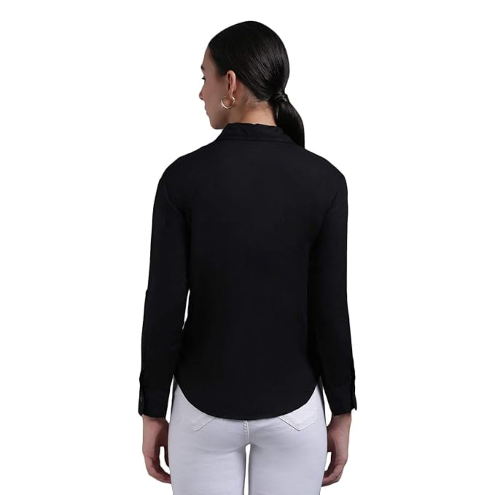 Women Long Sleeves Cotton Black Shirt