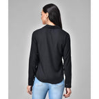 Women Long Sleeves Cotton Dark Black Shirt