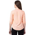 Women Long Sleeves Cotton Peach Shirt