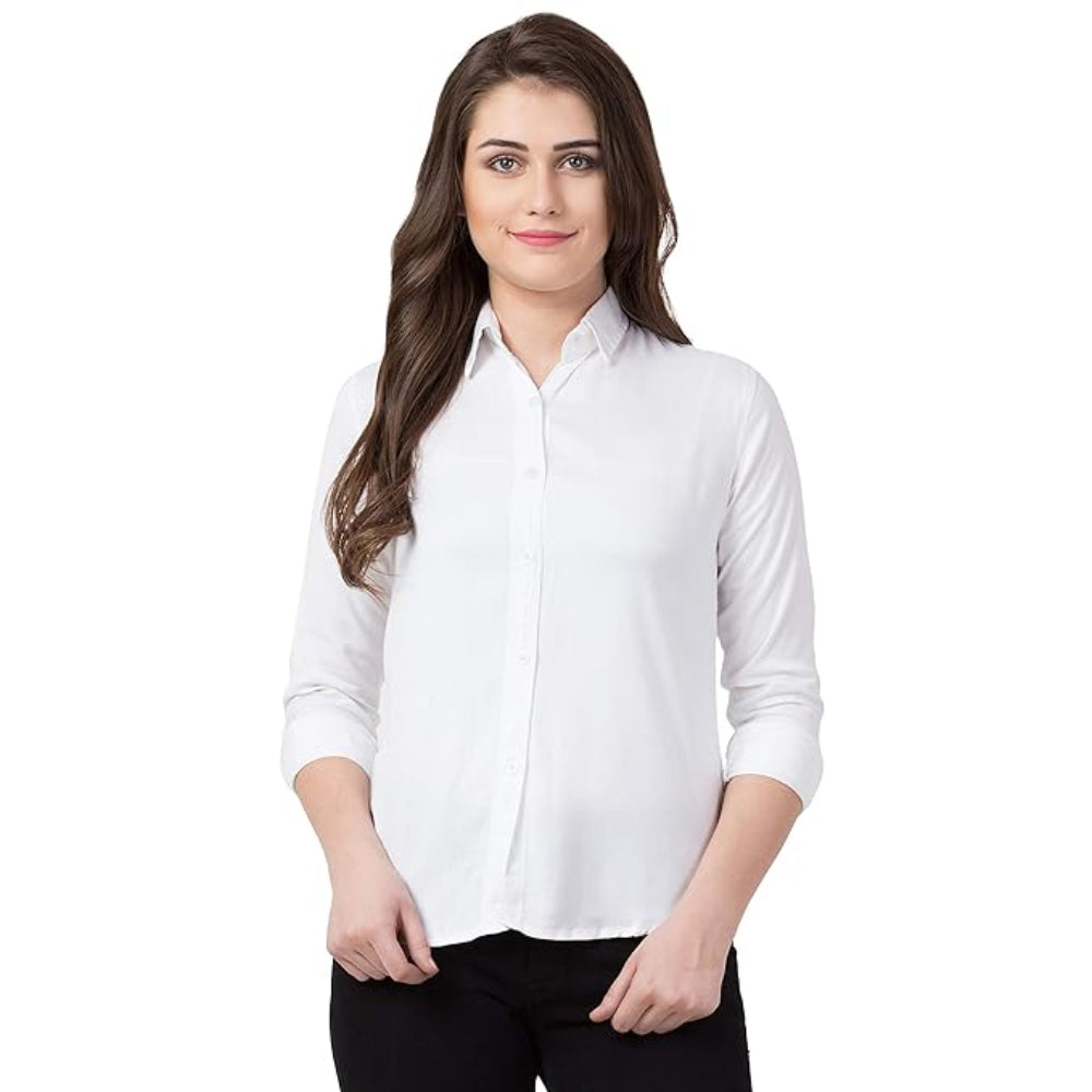 Women Long Sleeves Cotton White Shirt