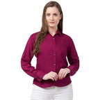 Women Long Sleeves Cotton Wine Shirt