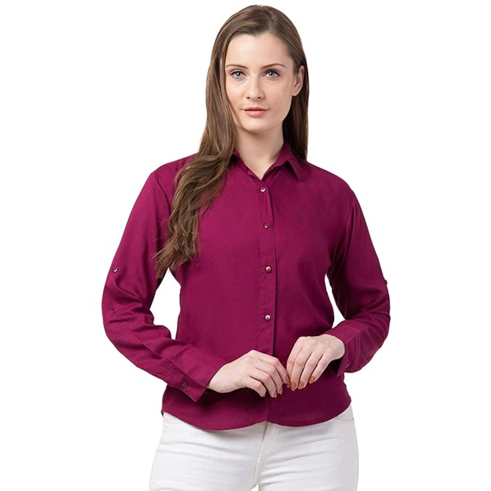 Women Long Sleeves Cotton Wine Shirt