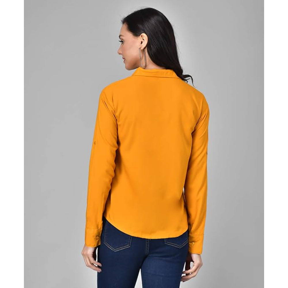 Women Long Sleeves Cotton Mustard Yellow Shirt