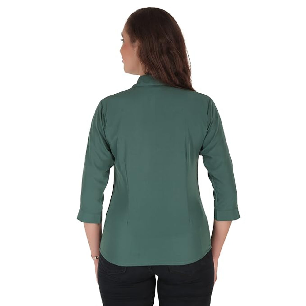 Women Formal Cotton Dark Green Shirt