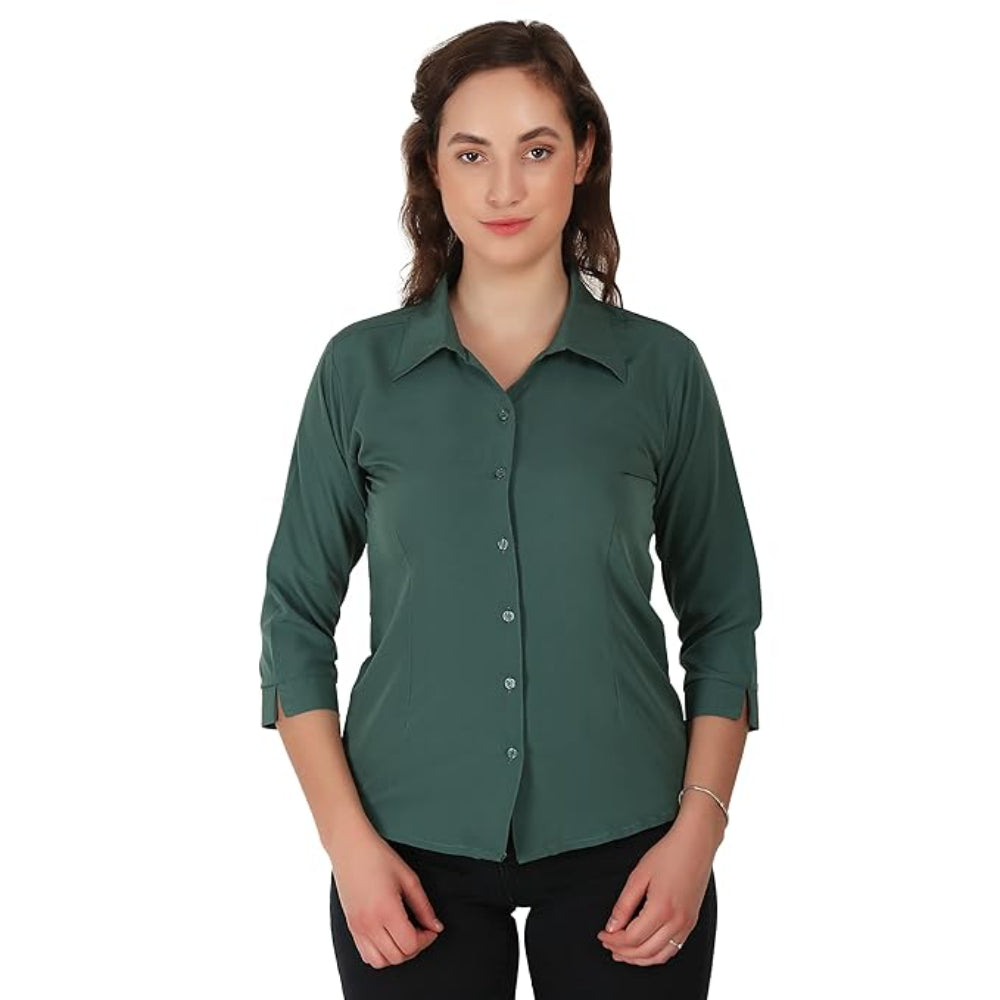 Women Formal Cotton Dark Green Shirt