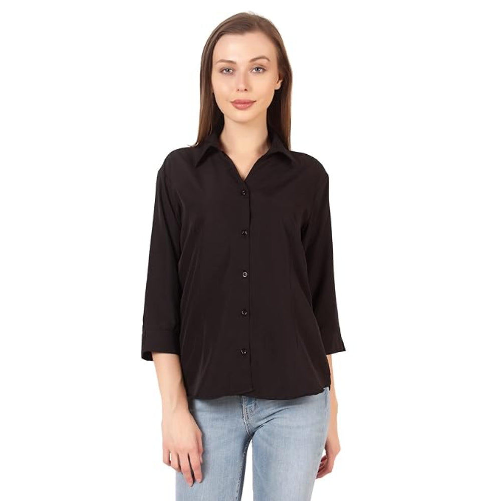 Women Formal Cotton Black Shirt