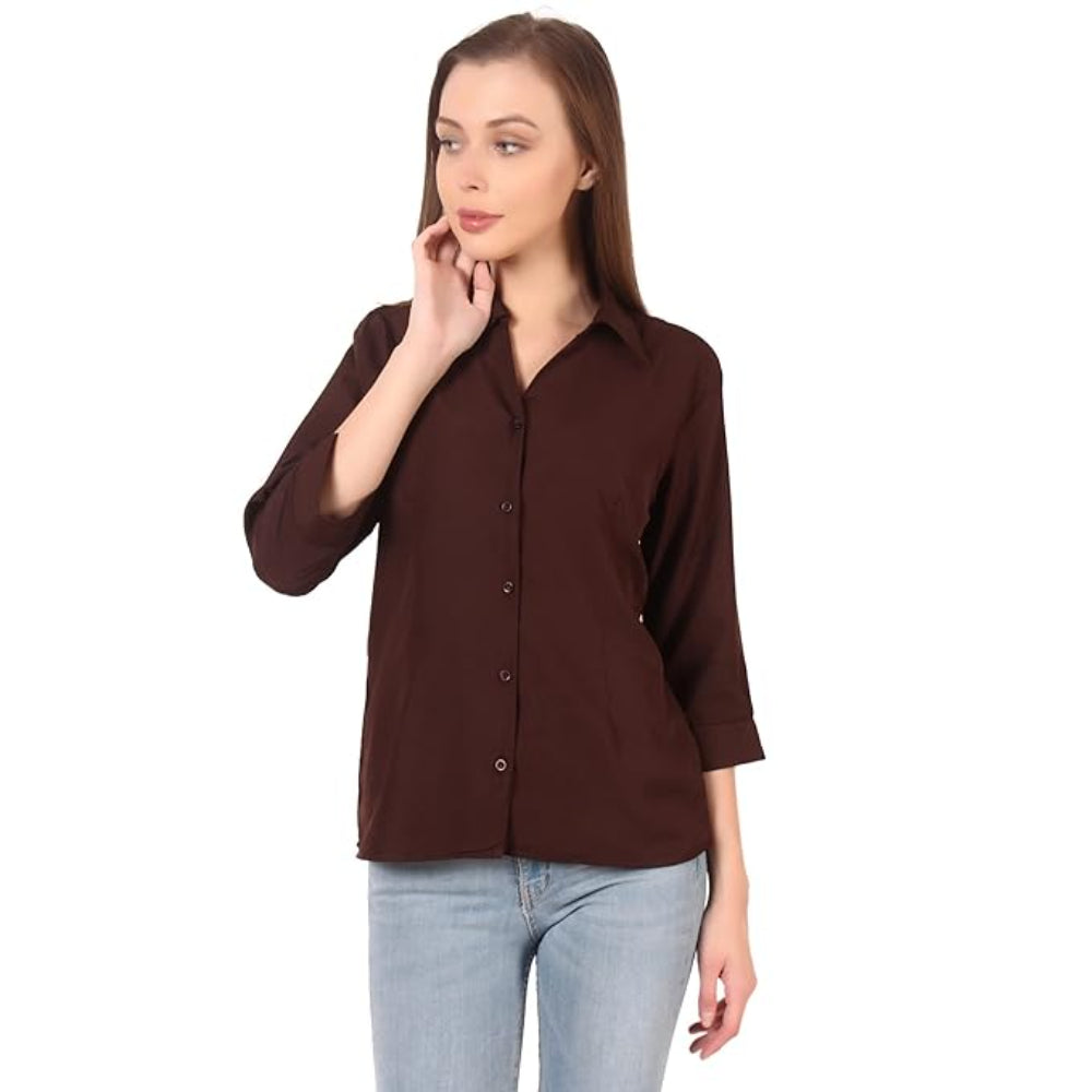 Women Formal Cotton Brown Shirt