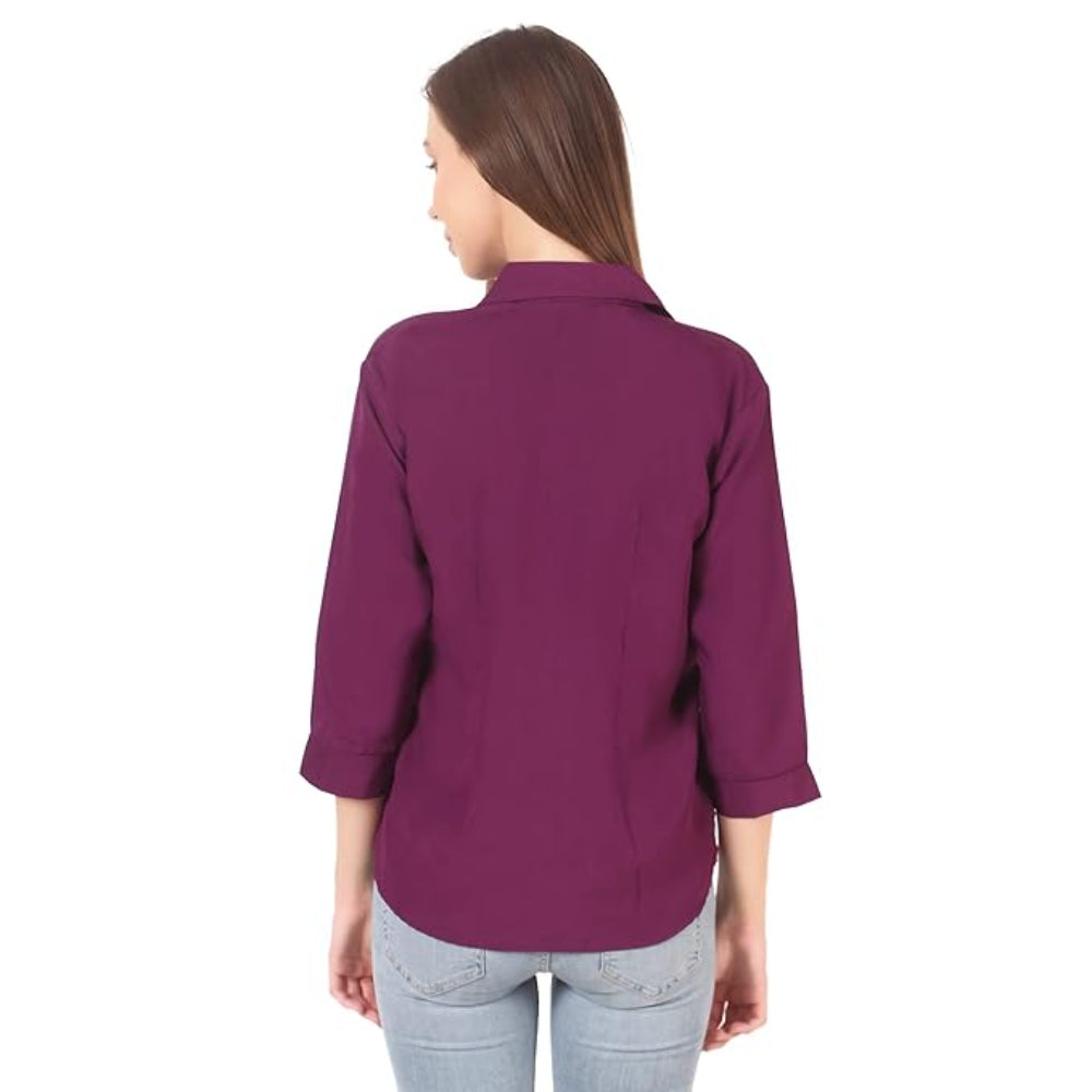 Women Formal Cotton Burgundy Shirt