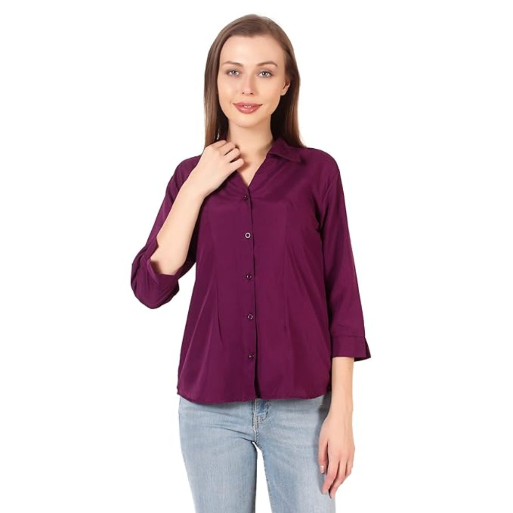 Women Formal Cotton Burgundy Shirt