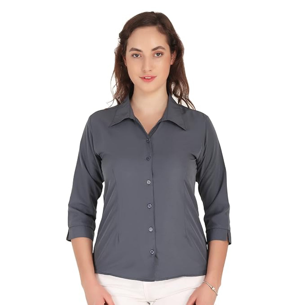 Women Formal Cotton Dark Grey Shirt