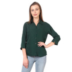 Women Formal Cotton Olive Green Shirt