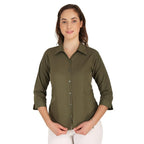 Women Formal Cotton Light Olive Green Shirt