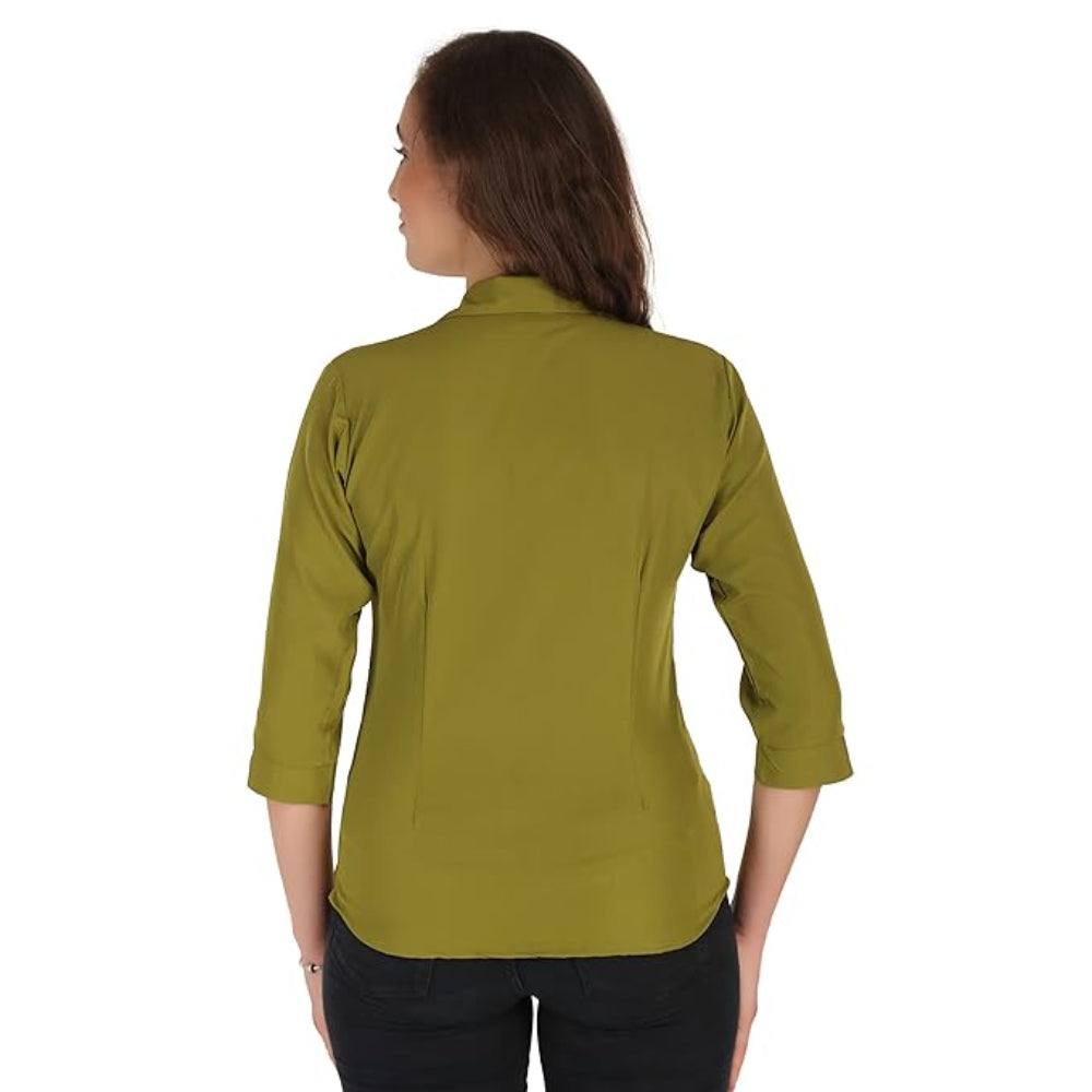 Women Formal Cotton Light Mehandi Shirt