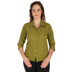 Women Formal Cotton Light Mehandi Shirt