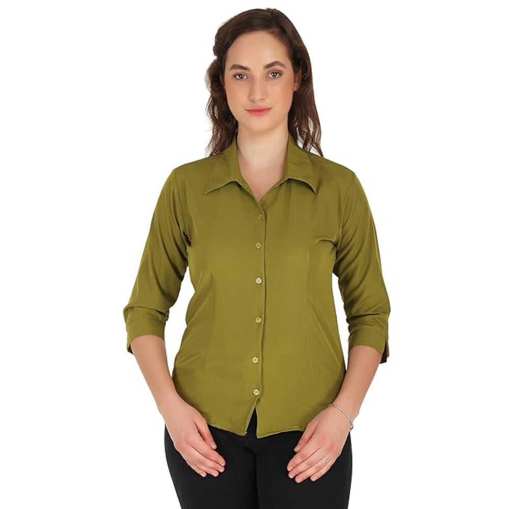 Women Formal Cotton Light Mehandi Shirt