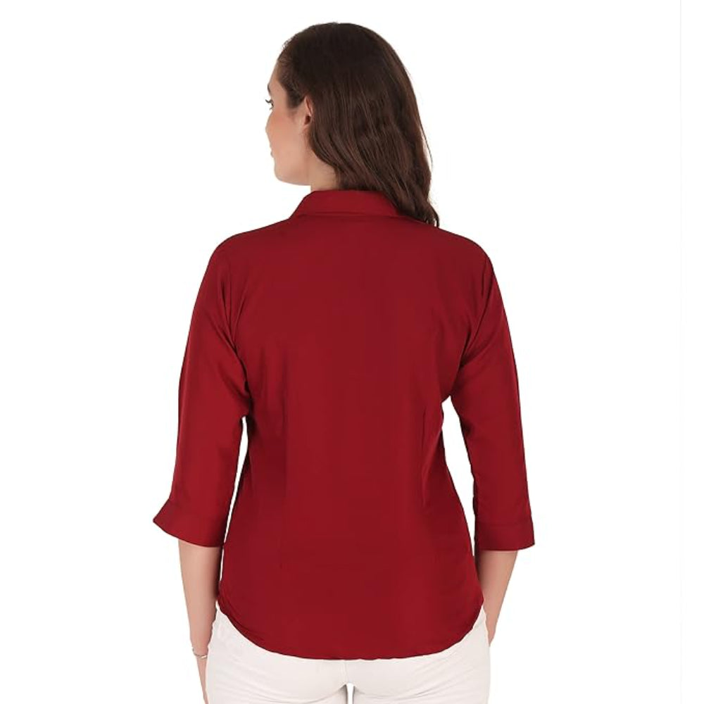 Women Formal Cotton Maroon Shirt