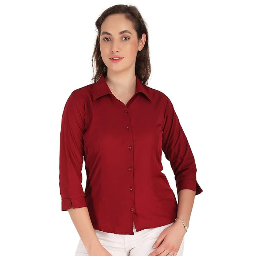 Women Formal Cotton Maroon Shirt