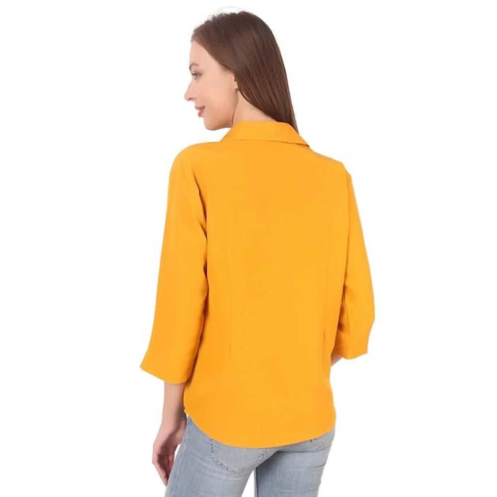 Women Formal Cotton Mustard Shirt