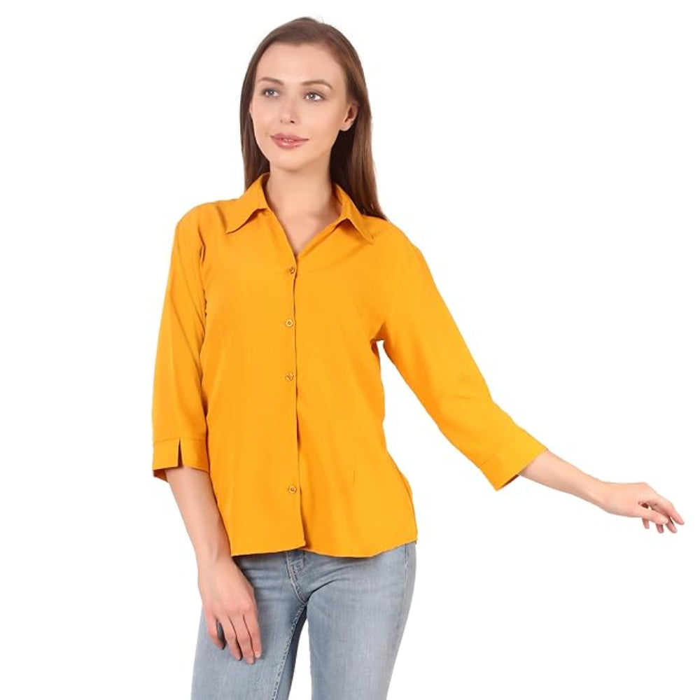 Women Formal Cotton Mustard Shirt