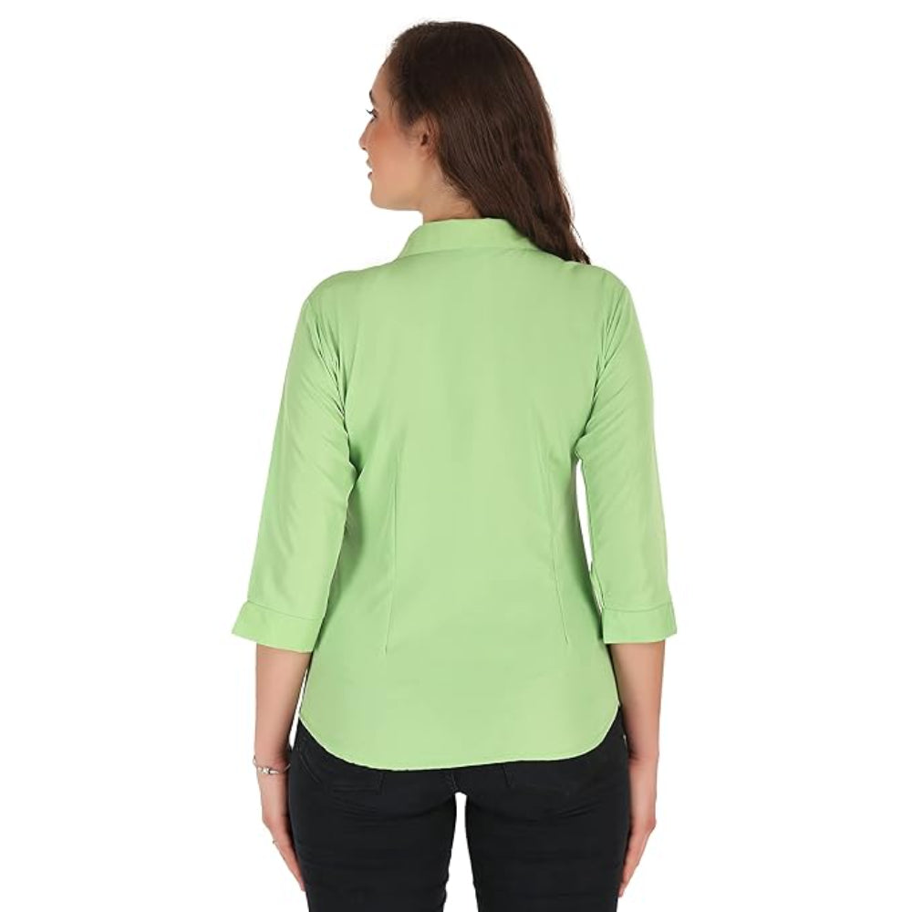 Women Formal Cotton Parrot Green Shirt