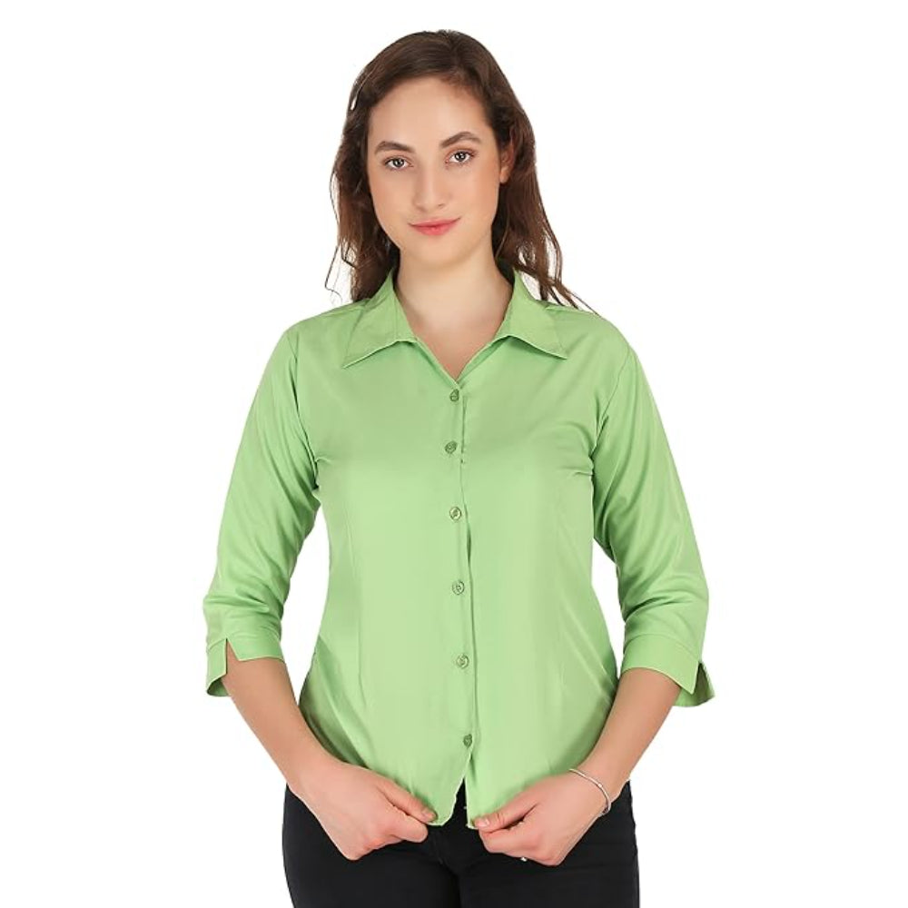 Women Formal Cotton Parrot Green Shirt