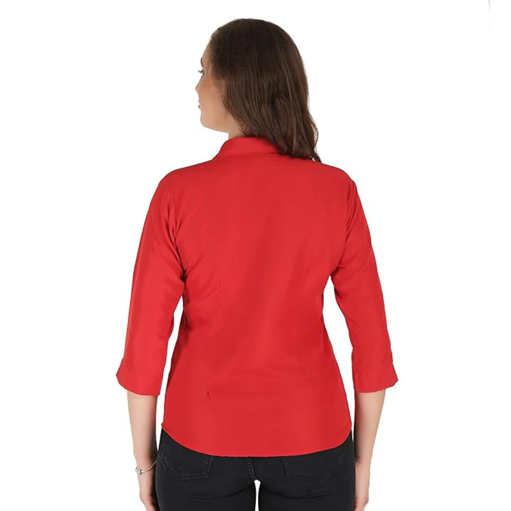 Women Formal Cotton Red Shirt