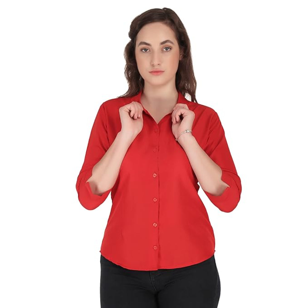 Women Formal Cotton Red Shirt