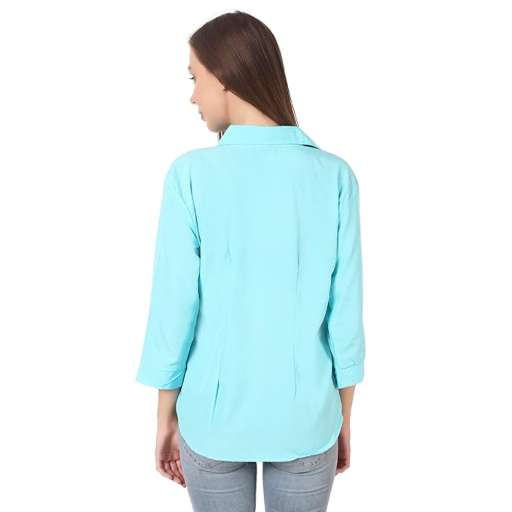 Women Formal Cotton Sea Green Shirt