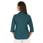 Women Formal Cotton Teal Blue Shirt