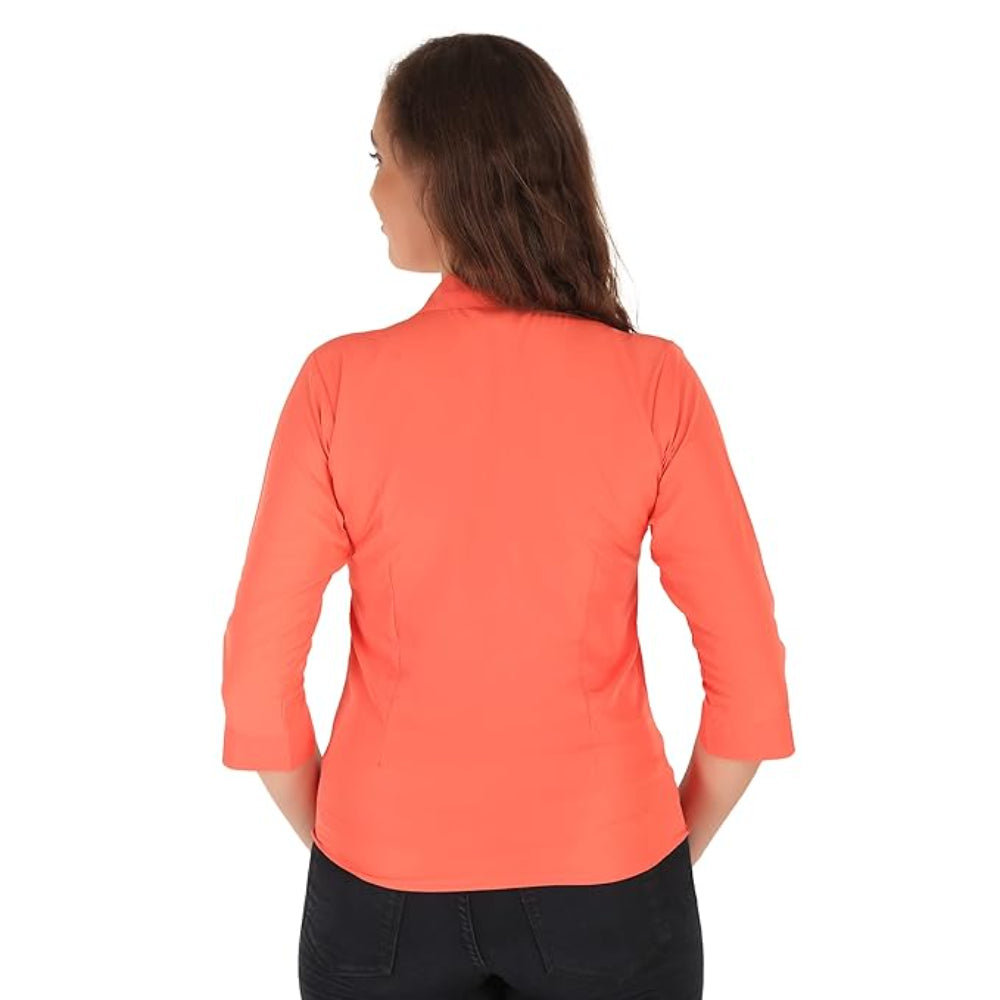 Women Formal Cotton Dark Orange Shirt