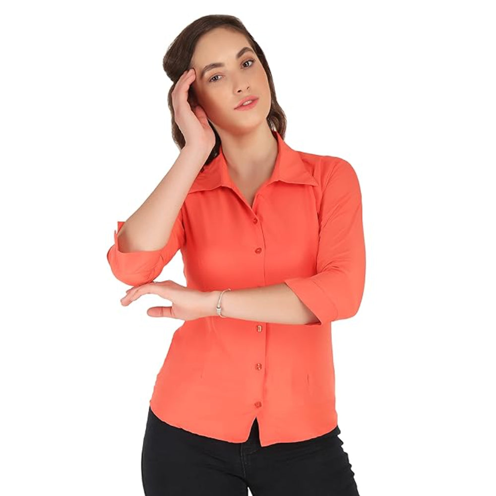 Women Formal Cotton Dark Orange Shirt