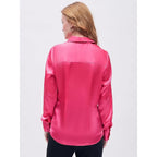 Women Formal Solid Satin Dark Pink Shirt