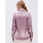 Women Formal Solid Satin Purple Shirt