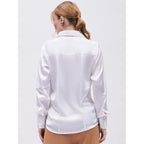 Women Formal Solid Satin Brown Shirt