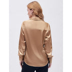 Women Formal Solid Satin Golden Shirt