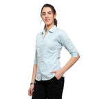 Women Regular Fit Light Blue Shirt